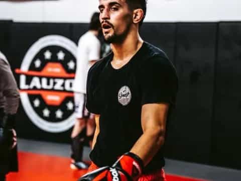a man wearing boxing gloves