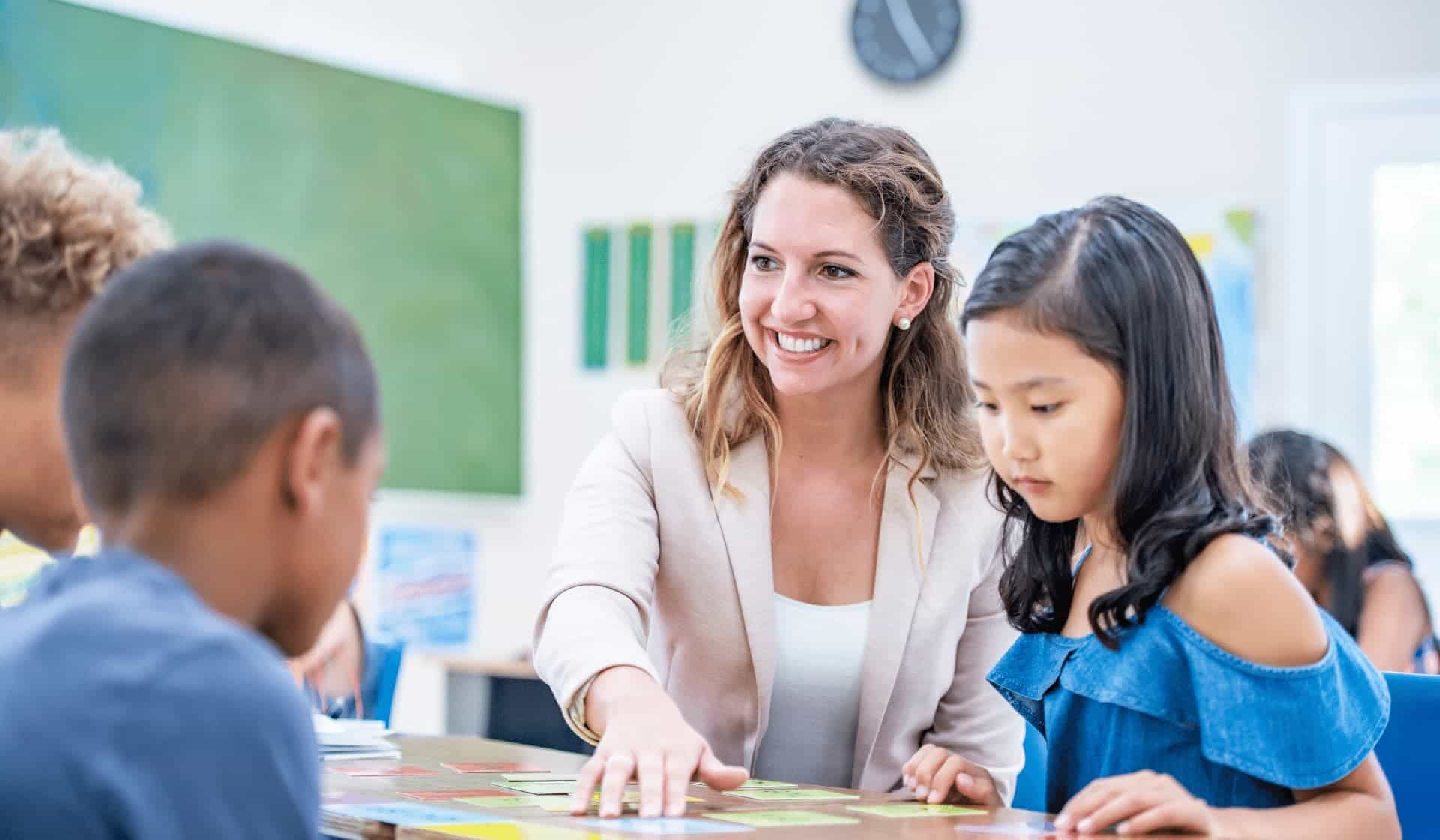 a teacher and her students