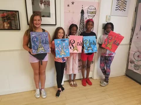 a group of girls holding signs