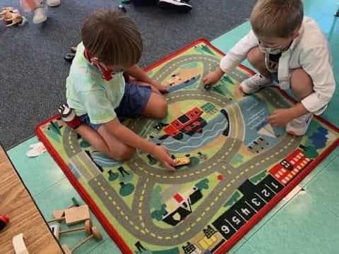 children playing a board game