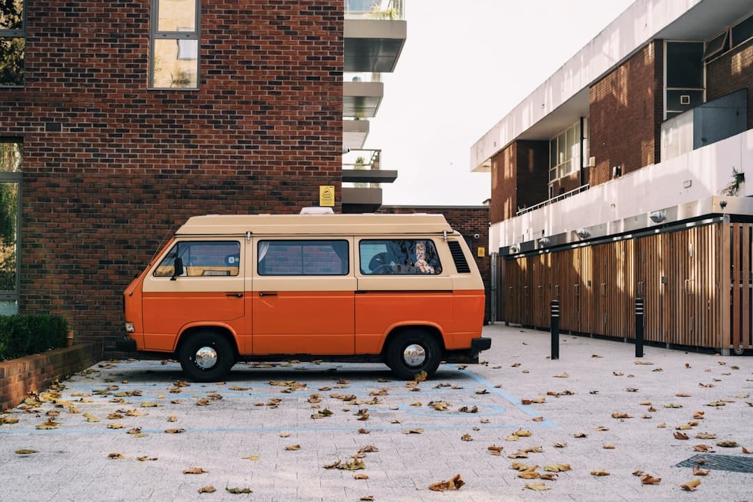 orange and white van